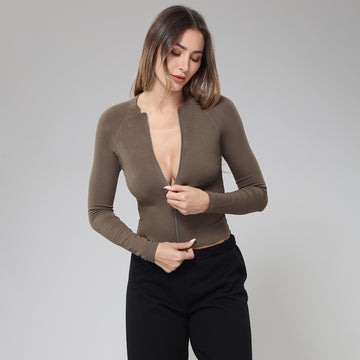 Bodygo Long Sleeve Zip Up - Charcoal