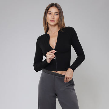 Bodygo Long Sleeve Zip Up - Black