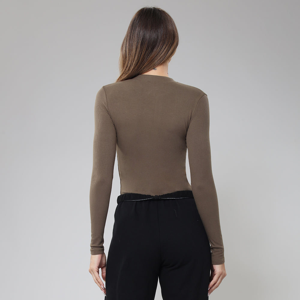 Bodygo Half-Button Long Sleeve - Brown