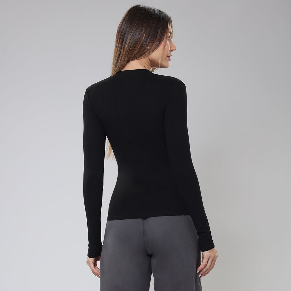 Bodygo Half-Button Long Sleeve - Black